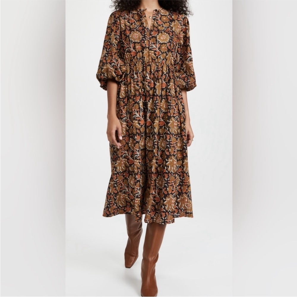 Mille | Brown & Orange Celeste Midi Dress (XS)